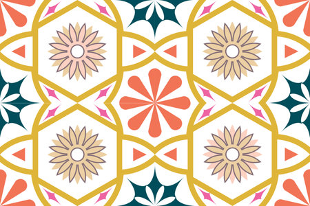 Seamless pattern illustration in traditional style - like Portuguese tiles.のイラスト素材