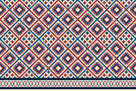 Ethnic boho seamless pattern. Traditional ornament on the carpet. Aztec style. Tribal vector texture. Embroidery on fabric. Indian, Scandinavian, Gypsy, Mexican, African rug.のイラスト素材