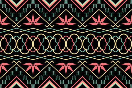Seamless vector tribal ethnic pattern. Aztec geometric ornamental background. Native american indian, navajo, african motifs. Textile design.のイラスト素材