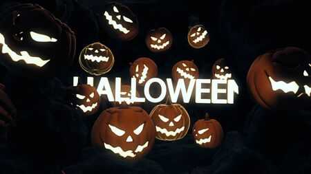3D illustration Background for advertising and wallpaper in scary and halloween party scene. 3D rendering in decorative concept.の写真素材