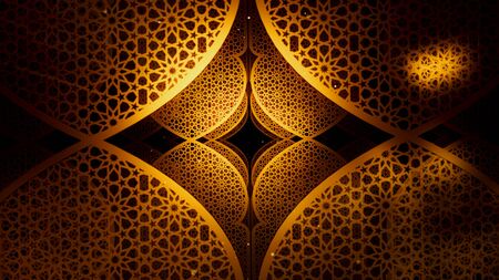 3D illustration Background for advertising and wallpaper in islamic pattern and ramadan scene. 3D rendering in festival concept.の写真素材