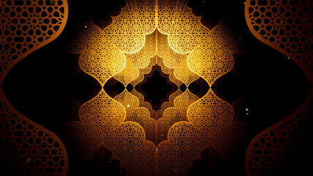 3D illustration Background for advertising and wallpaper in islamic pattern and ramadan scene. 3D...