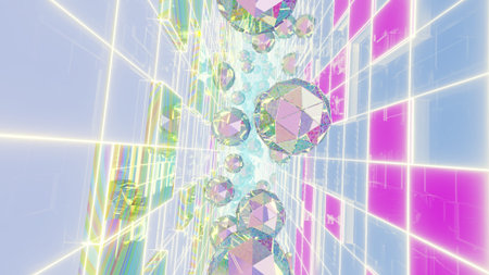 3D illustration Background for advertising and wallpaper in 80s retro and holographic scene. 3D...