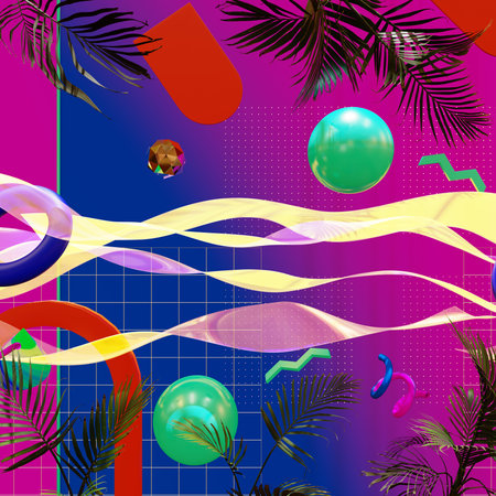 3D illustration Background for advertising and wallpaper in art retro and memphis art scene. 3D...