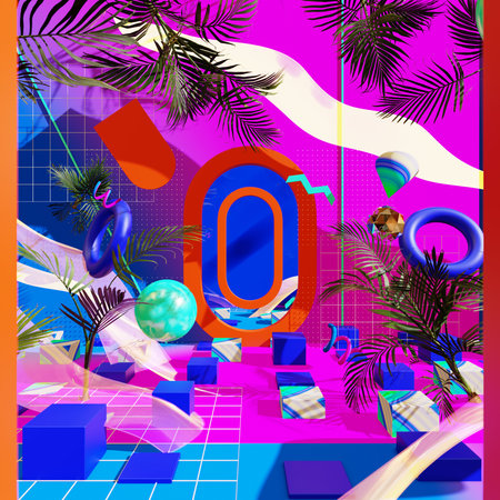 3D illustration Background for advertising and wallpaper in art retro and memphis art scene. 3D rendering in decorative concept.の写真素材