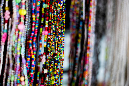 Colorful Beads Background, background for advertisement and wallpaper in necklace and beauty industry scene. The picture is used as a decoration idea.の写真素材