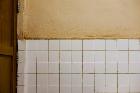 The old bathroom wall is very dirty.の写真素材