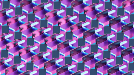 Smartphone Retro Seamless Pattern, 3D illustration Background for advertising and wallpaper in pop...