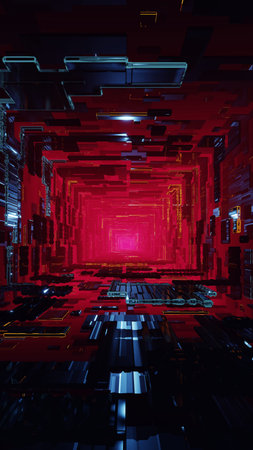 Running In The Tunnel Of Light, A stunning 3D Rendered figure dashes through a tunnel of radiant...