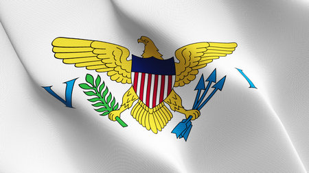 United States Virgin Islands US State flag waving on wind. United States of America United States...