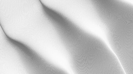 White flag flag waving on wind. White flag background fullscreen flag blowing on wind. Realistic fabric texture on elevator day.の写真素材