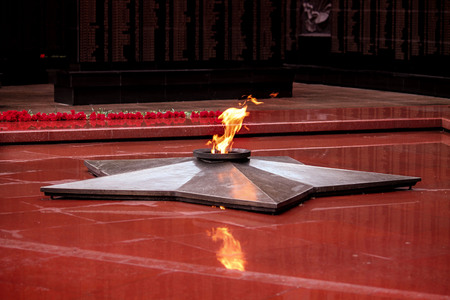 the Eternal flame on a Victory Day as a symbol of memory of dead warriorsの写真素材