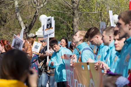 KHABAROVSK, RUSSIA - MAY 9, 2017: a March of Immortal Regiment, devoted to the Victory in the great...