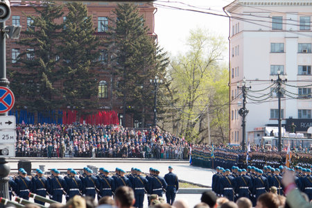 KHABAROVSK - MAY 9, 2016: Military Parade on 71th anniversary of Victory in Great Patriotic War on...