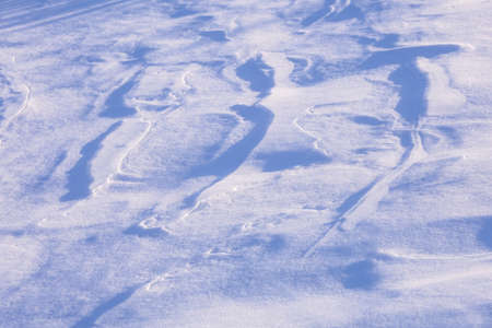 Snow winter texture background in very peri trendy violet color of the Yearの写真素材