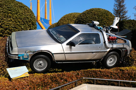 OSAKA, JAPAN-Feb 12, 2016: Photo of A replicathe of the Back to the Future DeLorean, one of the most famous attraction at Universal Studios JAPAN, Osaka, Japan.のeditorial素材