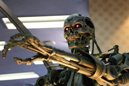 OSAKA, JAPAN-Feb 06, 2016: Photo of the t-800 Endoskeleton from the Terminator 3D, one of the most...