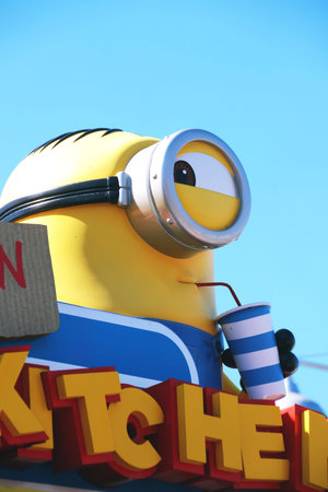 OSAKA, JAPAN-MAR 21, 2016: Photo of HAPPY MINION MART shop, selling Minion Goods, located in...
