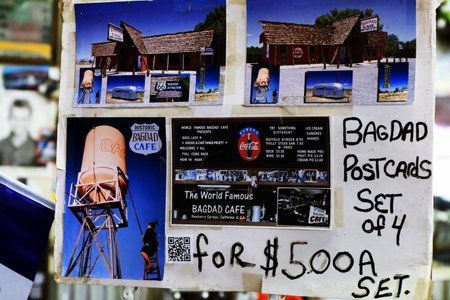 Bagdad, California, USA-Oct 29, 2015: The Bagdad Cafe from the 1960 s along Route 66 in the Mojave...