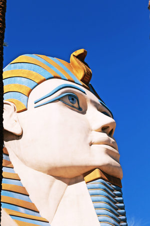 LAS VEGAS - 08 Oct 2016: Statue of Sphinx from Luxor Hotel Casino, the most recognizable hotels on...