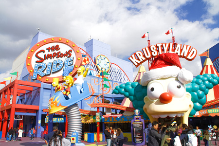LOS ANGELES, CA/USA-OC 29: The Simpsons Ride at Universal studios hollywood on OCT 29, 2014 in Los Angeles, CA, USA. It is a theme park and film studio.のeditorial素材