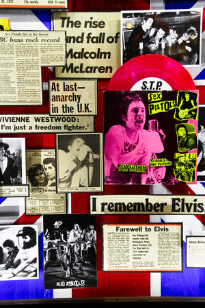 LAS VEGAS, NV-OCT 09, 2016: Wall poster by famous Punk band SEX PISTOLS in Hard Rock HOTEL LAS VEGAS.のeditorial素材