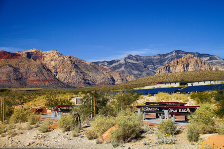 Red Rock Canyon NV  October 6 2016: rock face at Red Rock Canyon National Conservation Area. The national park is a popular tourist destination near Las Vegas Nevada.のeditorial素材