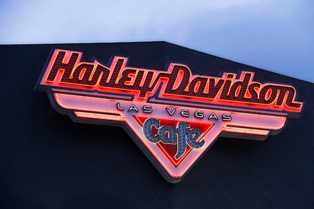 Las Vegas, NV-October 10, 2017: Sign of Harley Davidson Las vegas Cafe in Las Vegas.The theme of the restaurant is the Harl EY Davidson Motor Company which began in 1903.のeditorial素材