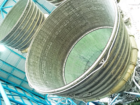 FLORIDA USA-Oct 29, 2016: Saturn V Rocket Engines displayed in Apollo Saturn V Center, Kennedy Space Center Visitor Com plex in Cape Canaveral, Florida, USA.のeditorial素材