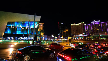 LAS VEGAS, NEVADA on Sep 16. 2018: Gucci and Dolce & Gabbana store exterior in City center at Las Vegas.