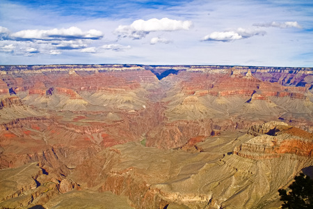 Rock formations in a canyon and the board on which the historical explanation of the Grand Canyon was written, Grand Canyo n, Grand Canyon National Park, Arizona, USA.の写真素材