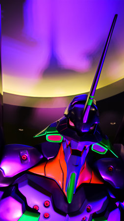 Hakata, JAPAN - Sep 10 2019: Statue of EVANGELION in Canal City HAKATA.