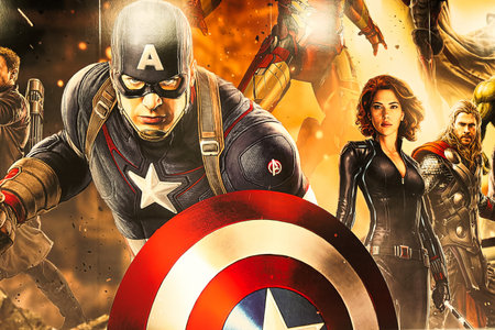 LAS VEGAS, NV, USA - OCT 09, 2017: Marvel superheroes Three, Captain America, Black Widow at the...