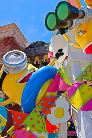 OSAKA, JAPAN - June 17, 2020 : Statue of HAPPY MINION easter version in Universal Studios...