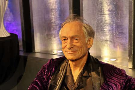 LAS VEGAS, NV/USA - Nov 05, 2011: A waxwork of Hugh Marston Hefner on display at Madame Tussauds wax in Las Vegas, Nevada.He was the under of Playboy.のeditorial素材