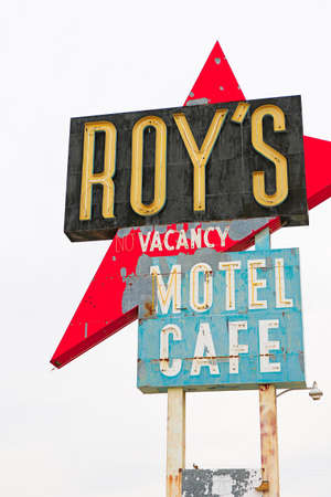 Amboy,CA/USA - Oct 27,2015 : Legendary Roy's Motel and Cafe on History Highway Route 66.のeditorial素材