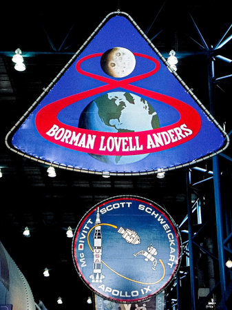 FLORIDA, USA - Oct 29, 2016: Apollo emblem at the Kennedy Space Center Visitor Complex in Cape...