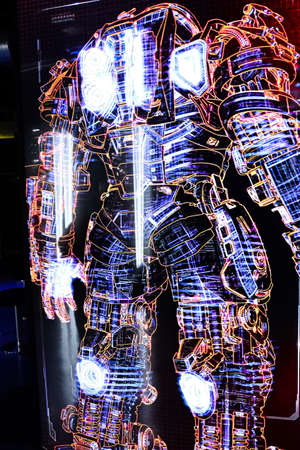 LAS VEGAS, NV, USA - Oct 09, 2017: Hulk Buster Iron Man costume at the Tony Stark base at the Avengers experience in Treasure Island Hotel and Casino on Las Vegas Strip.のeditorial素材