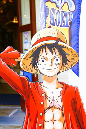 Nagasaki, Japan - May 13, 2013 : Photo of Monkey D.Luffy from Japanese manga and animation One Piece...
