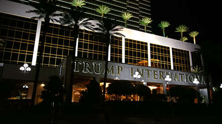 Las Vegas, USA - Sep 17, 2018: Trump International Hotel in Las Vegas, NV, named for real estate developer and politician Donald Trump. The luxury property's windows are gilded with 24-carat gold.のeditorial素材