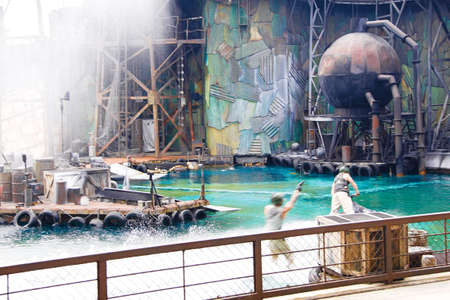 Osaka,JAPAN - Apr 11, 2017: Water World is a Live Sea Spectacular attraction based on the 1995 film Water World at Universal Studios JAPAN.のeditorial素材