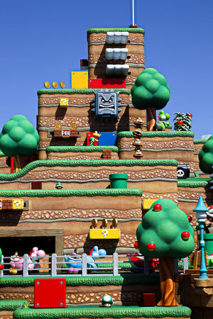 OSAKA, JAPAN - Apr 10, 2021 : Scenery at the entrance of Nintendo World.Super Nintendo World is a...