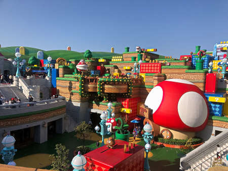 OSAKA, JAPAN - Apr 10, 2021 : Scenery at the entrance of Nintendo World.Super Nintendo World is a themed area at Universal Studios Japan.のeditorial素材