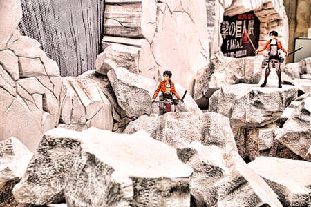 Kobe,Japan - Aug 07,2020 : `Attack on Titan` Shingeki no Kyojin exhibition held at Daimaru Kobe store and many of its exhibitsのeditorial素材