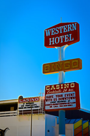 Las Vegas,NV/USA - Sep 16,2018 : Downtown Motel historical sign in Fremont Street Entertainment District. Fremont Street is the second most famous street in the Las Vegas Valley.のeditorial素材