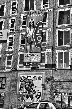 Las Vegas,NV,USA - Oct 31,2014 : Mural in Downtown Las Vegas,A mural is any piece of artwork painted directly on a wall or other large permanent surface.のeditorial素材