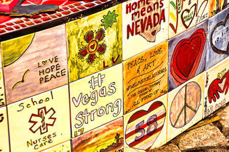 The Las Vegas Community Healing Garden to remember victims killed in the Las Vegas attack shooting  during remodeling for October 1 opening.のeditorial素材