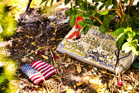 The Las Vegas Community Healing Garden to remember victims killed in the Las Vegas attack shooting  during remodeling for October 1 opening.のeditorial素材