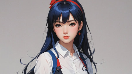 Young cute girl with long hair style. beautiful ASIAN girl portrait.の素材