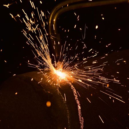 Sparks during the matel cuttingの写真素材